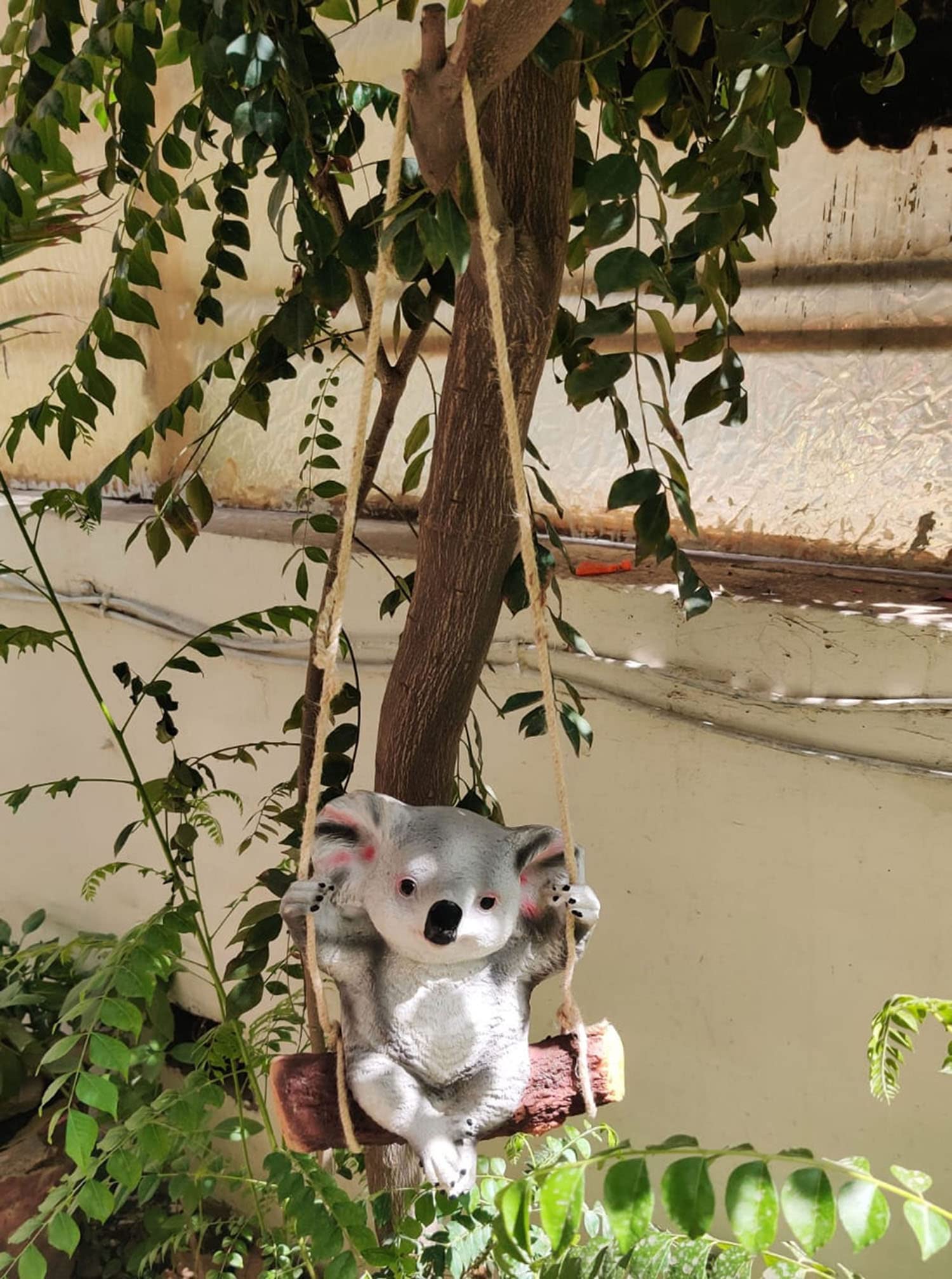 Wonderland Resin Koala on Swing Hanging Decoration for Your Home Showpiece, Garden, Terrace and Balcony (9 x 5 x 10 Inch, Multicolour) 1