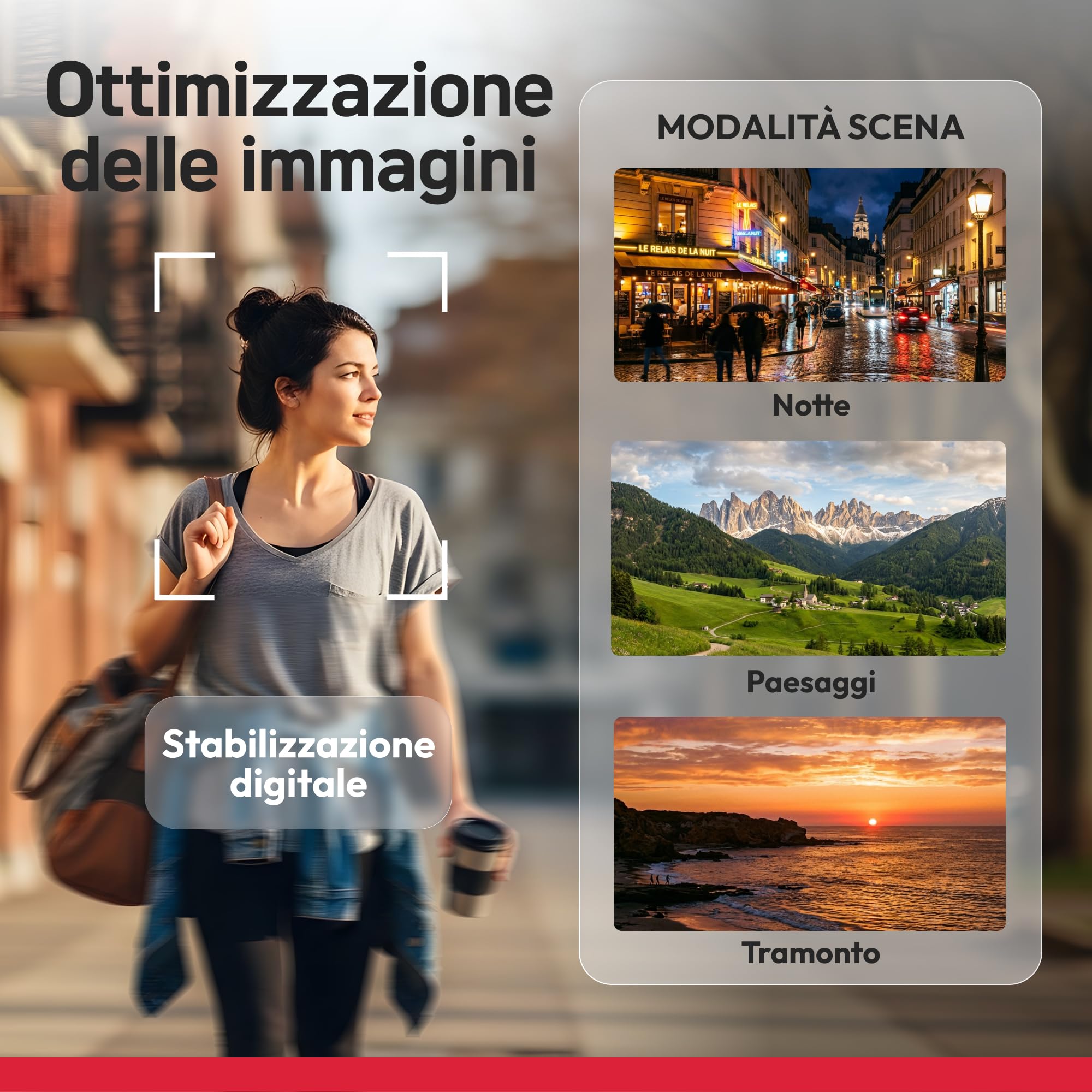 AGFA PHOTO Realishot DC8200 - Fotocamera Digitale Compatta, 18MP, Video Full HD, Schermo LCD 2.7'', Zoom Ottico 8X, Batteria al Litio e Scheda SD 16GB - Rosso