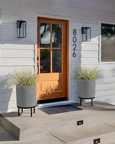 Miniatura 7 de Veradek Demi Series - Maceta redonda con soporte para porche o patio, soporte de plástico duradero para hormigón y madera, decoración moderna para