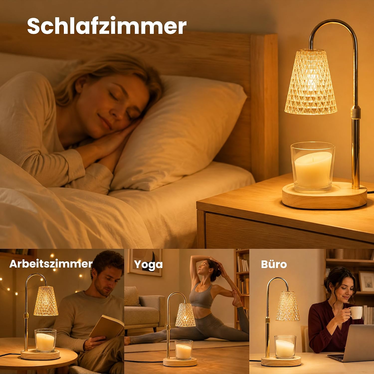 Candle Warmer Lamp, Candle Warmer Lamp with Timer and Dimmer, Height-Adjustable Warmer Lamp with 2 Bulbs for Scented Candles in Glass Jars, Decorative Gift