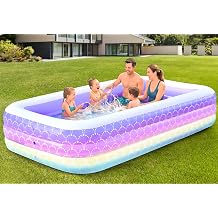 SULIFEEL Inflatable Rainbow Swimming Pool for Kids and Adults,118"69"25" Oversized Outdoor Family Pool, Designed for for Backyard Garden Summer Water Party