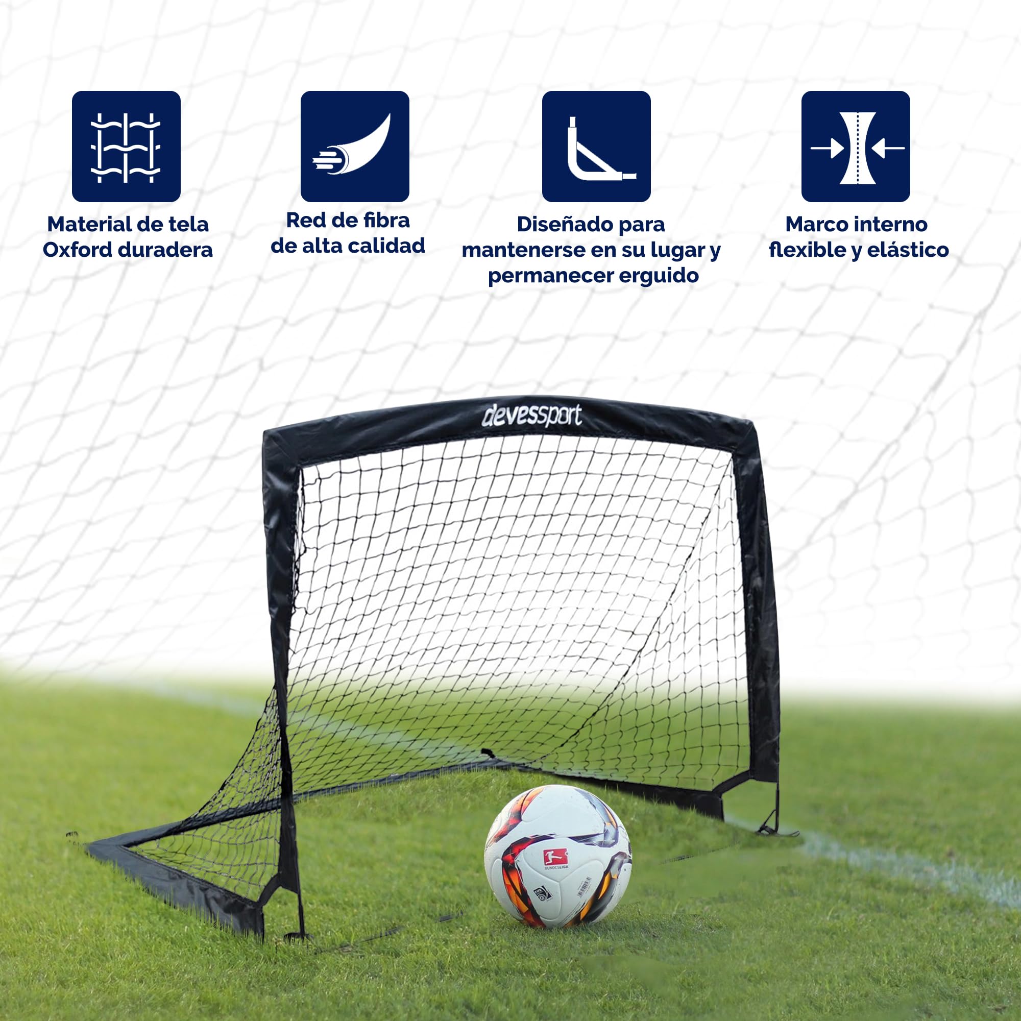 DEVESSPORT 2 Porterías Fútbol Niños | Porterías de Fútbol para Niños Exterior e Interior | Porterías Infantil Plegable y Resistente | Porterías de Fútbol para Niños Fácilmente Trasnportable