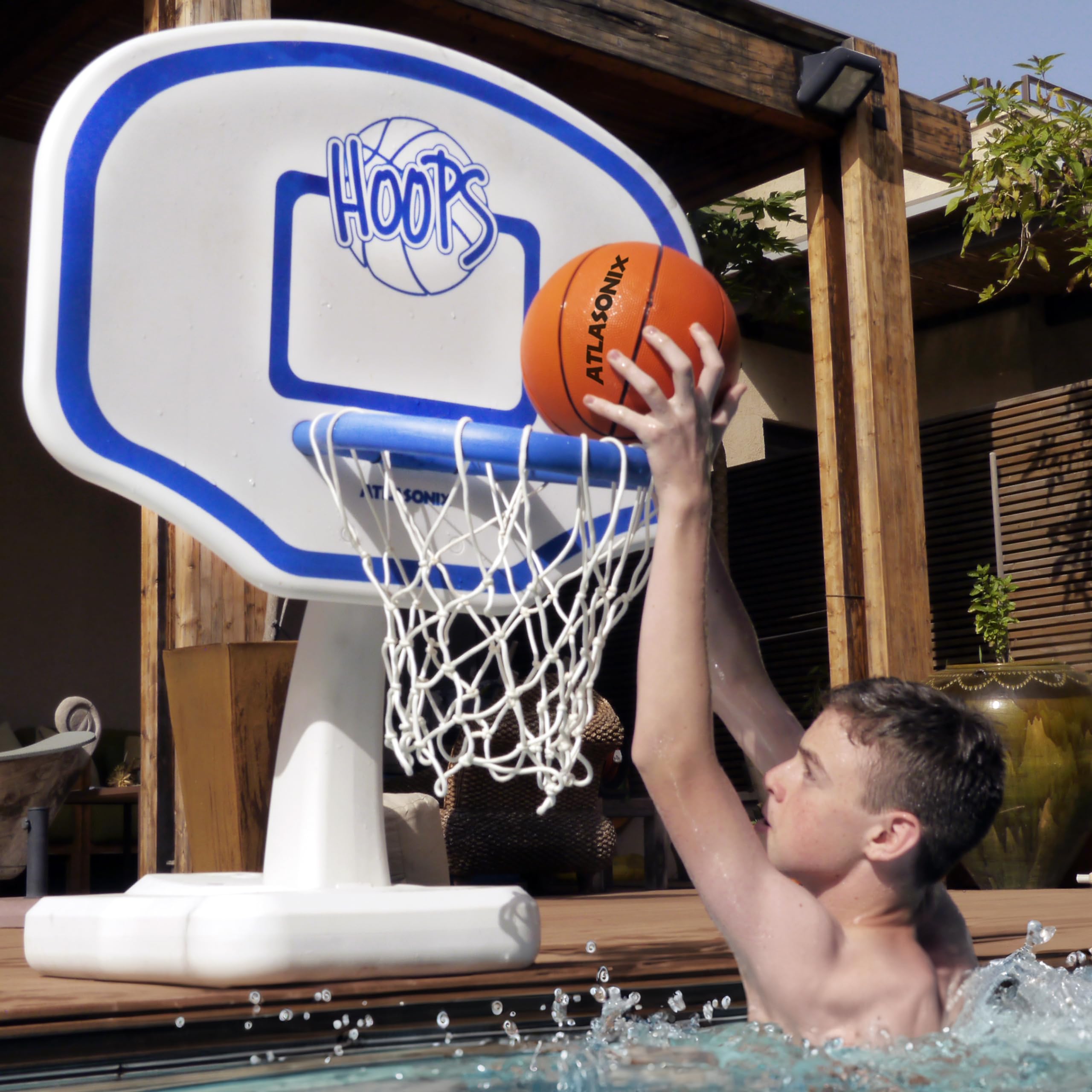 Poolside Heavy Duty Pool Basketball Hoop Deck Goal Swiming Fun Pool Activity for Kids and Adults Summer Games Sturdy with Set of Water Basket Balls Party Birthday Gift Boys 8-12 14-16