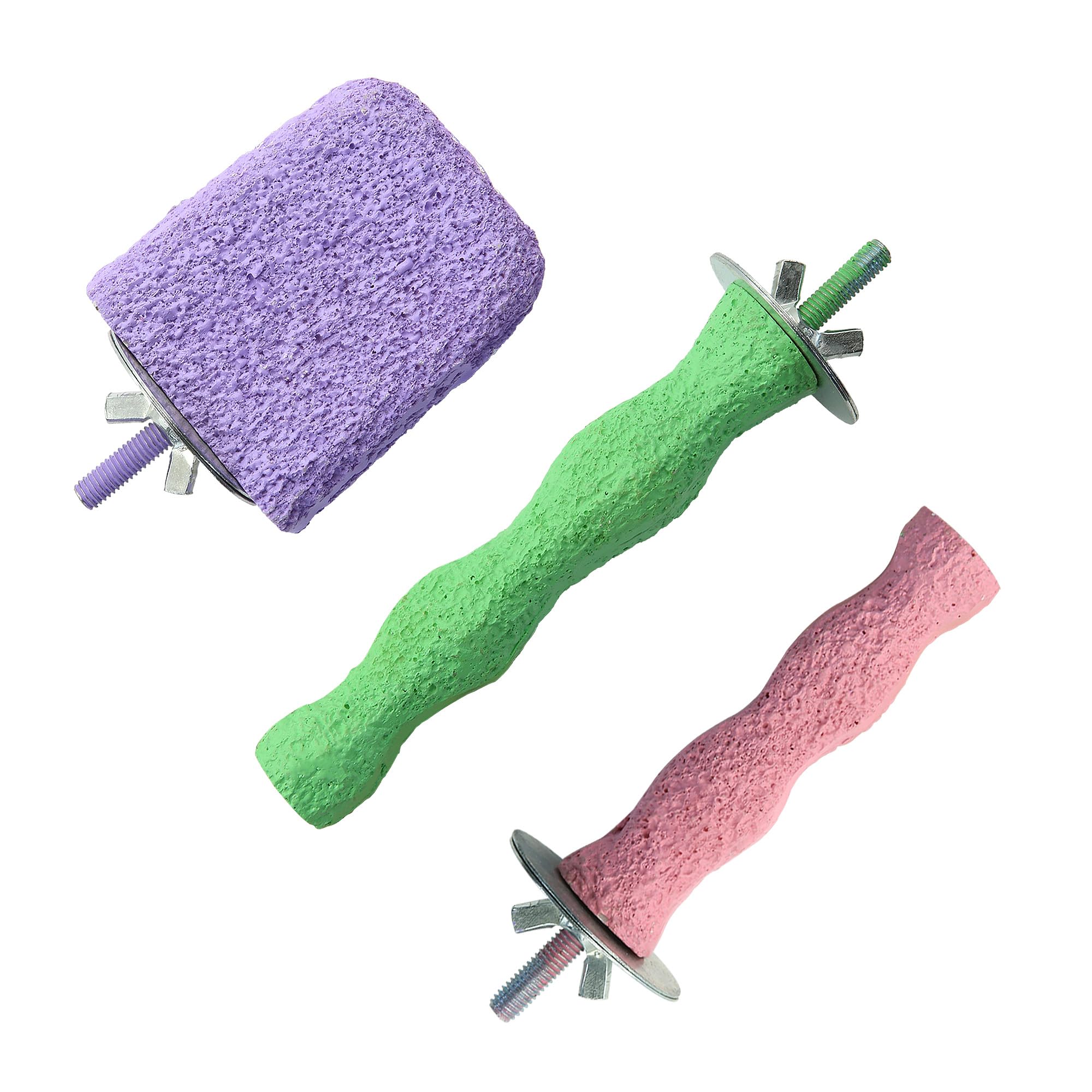 3 Pcs Bird Perches,Colorful Rough Birdcage Parrot Scrub Stand Bar Paw Scrub Perch Platform Grinding Stick Stand Bird Cage Accessories for Birds Parrot Budgies Parakeet Cockatiels Conure Lovebird