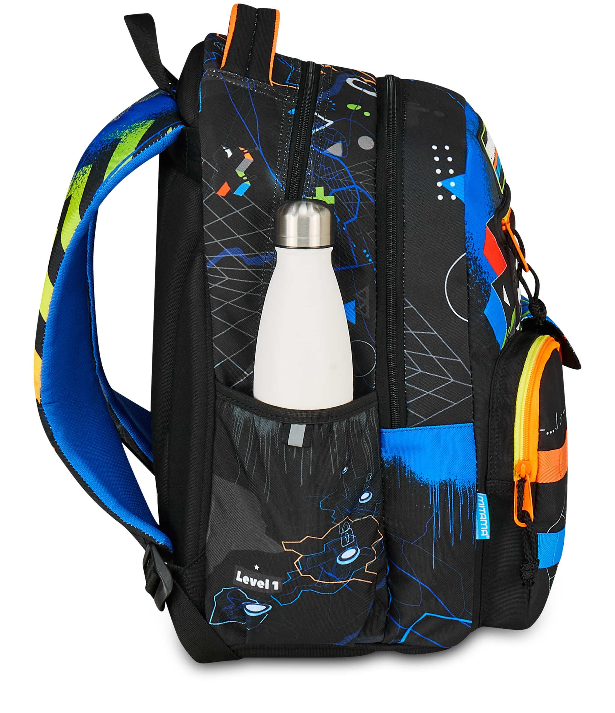 Mitama Zaino New Plus CYBERPLAY, Blu, Zaino Scuola Elementare, 30 L, Super Capiente, Ergonomico, Robusto, per Bambino