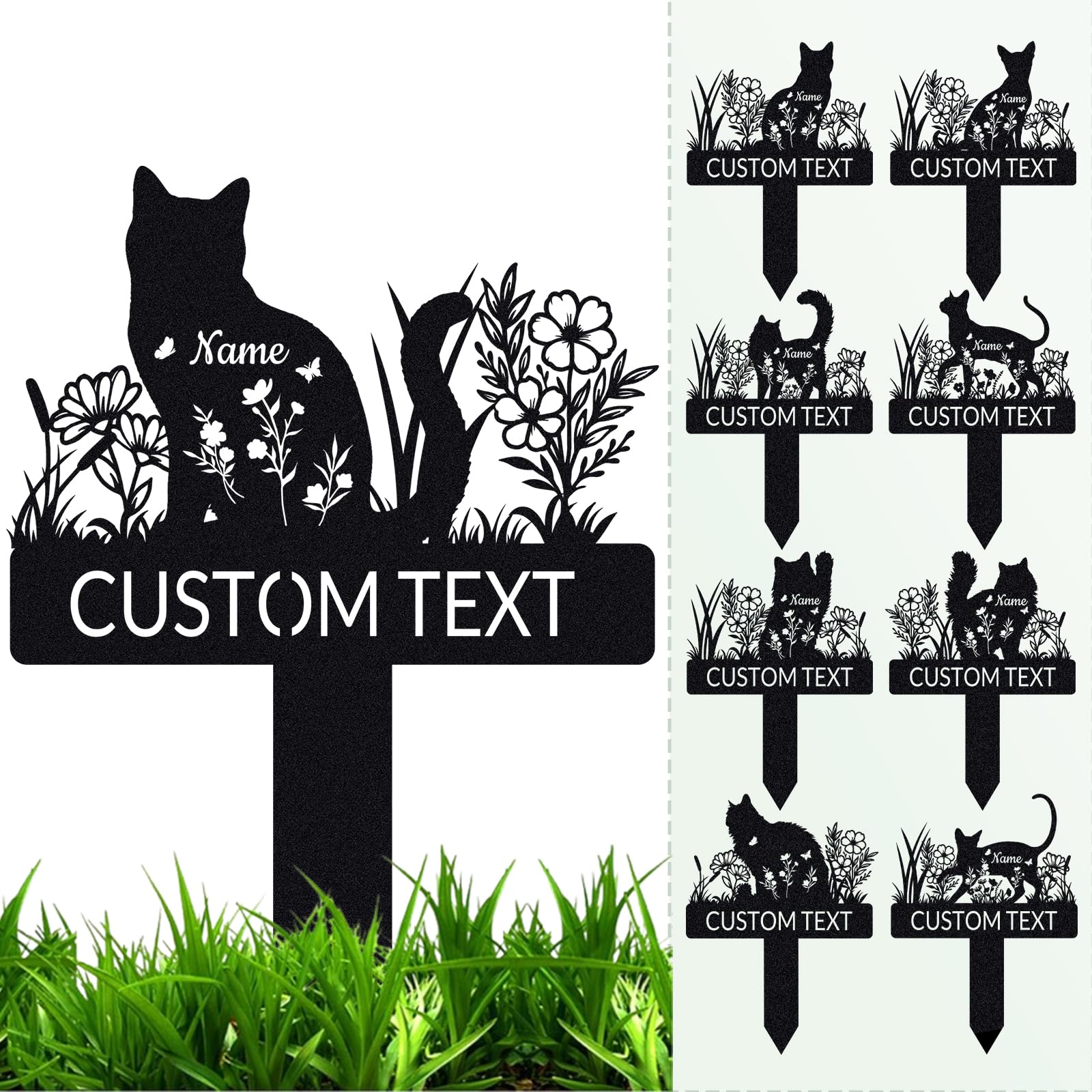 Aolun Custom Metal Cat Memorial Stake, Personalised Pet Name Grave Cemetery Markers Sign for Outdoor Garden Graveside, Dog Remembrance Plaque Pet Loss Gifts for Pet Owner Dog Lovers