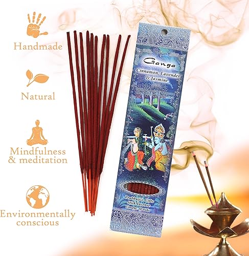 Miniatura 4 de Prabhuji's Gifts Ganga - Varillas de incienso espiritual enrolladas a mano, varillas aromáticas, para meditación, yoga, relajación e incienso de
