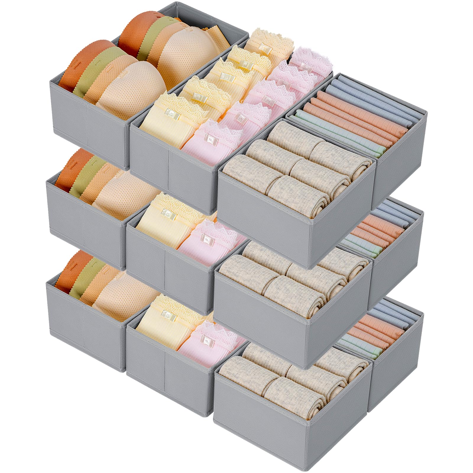 DIMJ DIMJSchubladen Ordnungssystem Schubladen Organizer, Faltbare Aufbewahrungsbox Stoff für Kleiderschränke, Kleiderschrank Organizer, FT250118