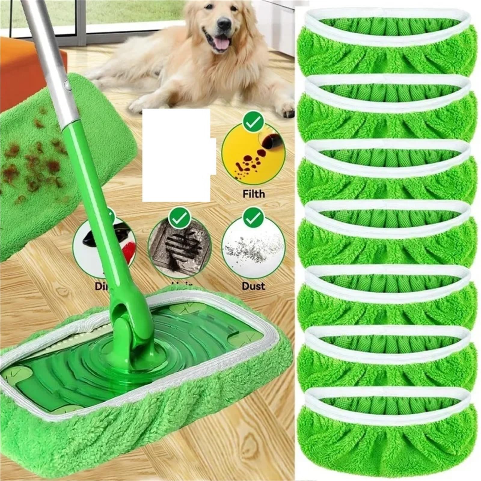 Tapete para Trapeador Almohadillas De Microfibra Reutilizables For Trapeador Húmedo Y Seco, Paños Limpieza Ecológicos For Barredoras Pisos(12pcs)