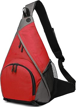 Sling Backpack, Sling Bag Chest Shoulder Crossbody Bag Pack Multipurpose Daypack for Men Women Hiking Travel Outdoor, Red