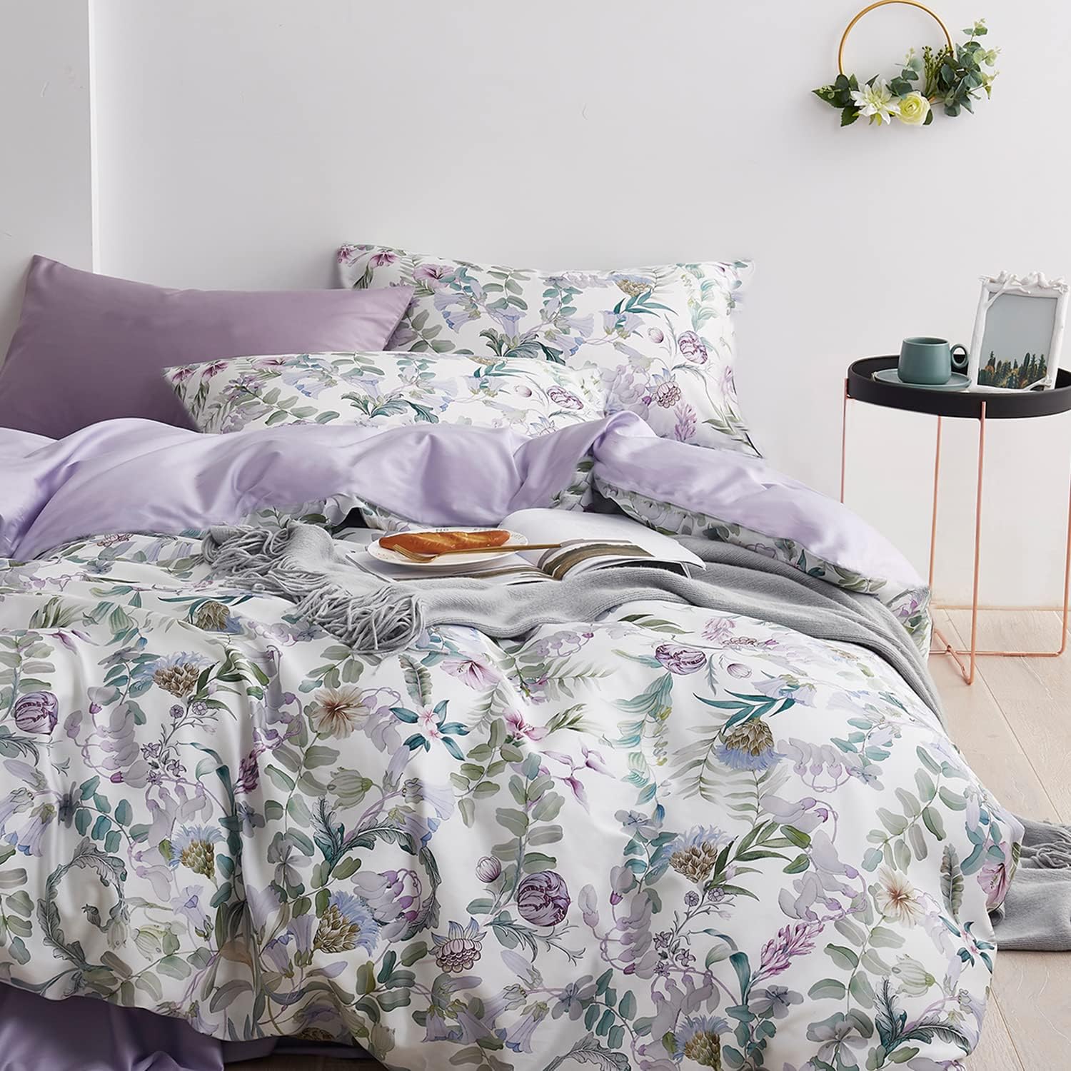 La Sheer Garden Style Floral Duvet Cover Set