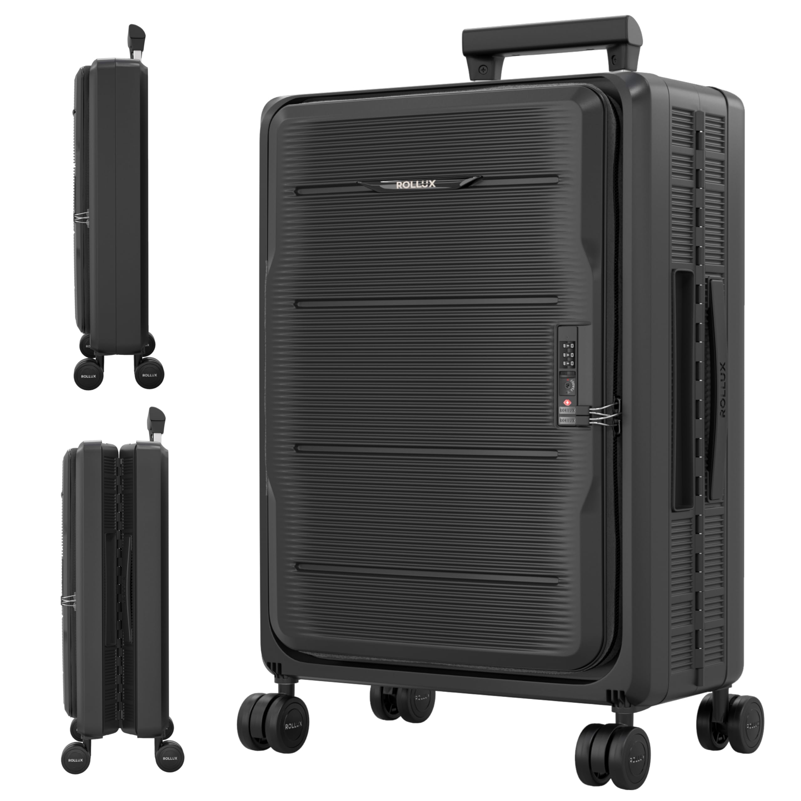 Rollux Collapsible Suitcase with Wheels, Water and Impact Resistant Hard Shell Carry On Luggage with Silent Double Spinner Wheels, 20 Inch Carry On