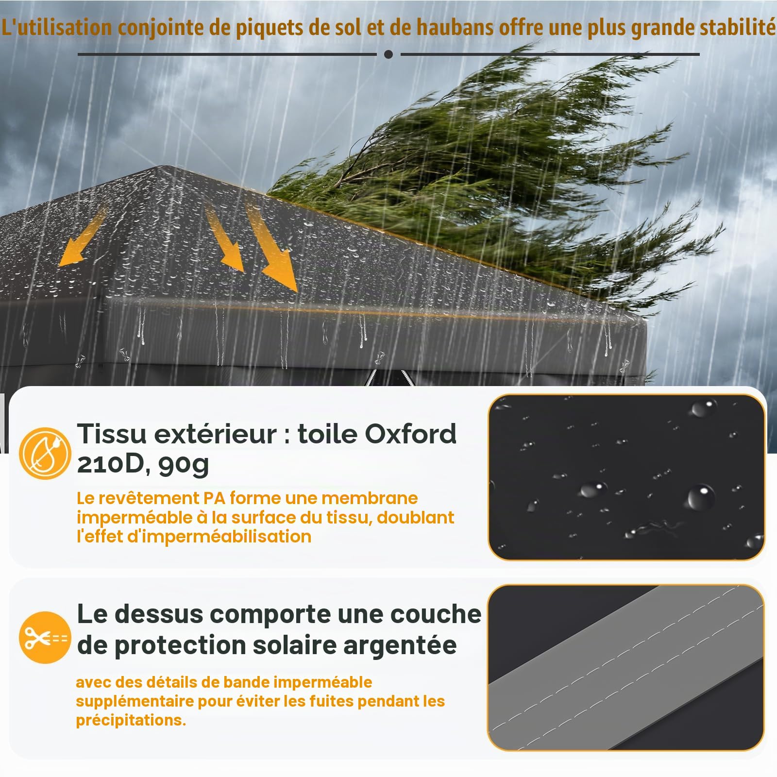 JUMMICO Tonnelle Pliante 3x3 imperméable, Hauteur Réglable, Toile Épaisse avec Fermeture Velcro, Structure Robuste, Protection Anti-UV, Idéale pour Camping, Jardin et Plus Encore, Gris
