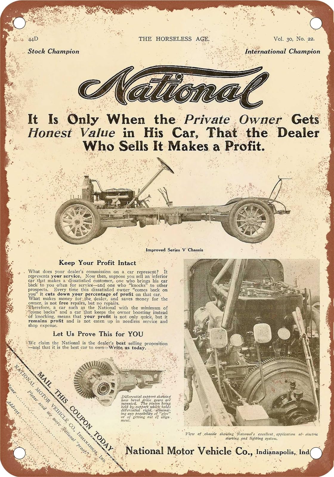Miaomansenstore Metal Sign - 1913 National Vintage Ad 12 - Old Retro Rusty Look Home Decor