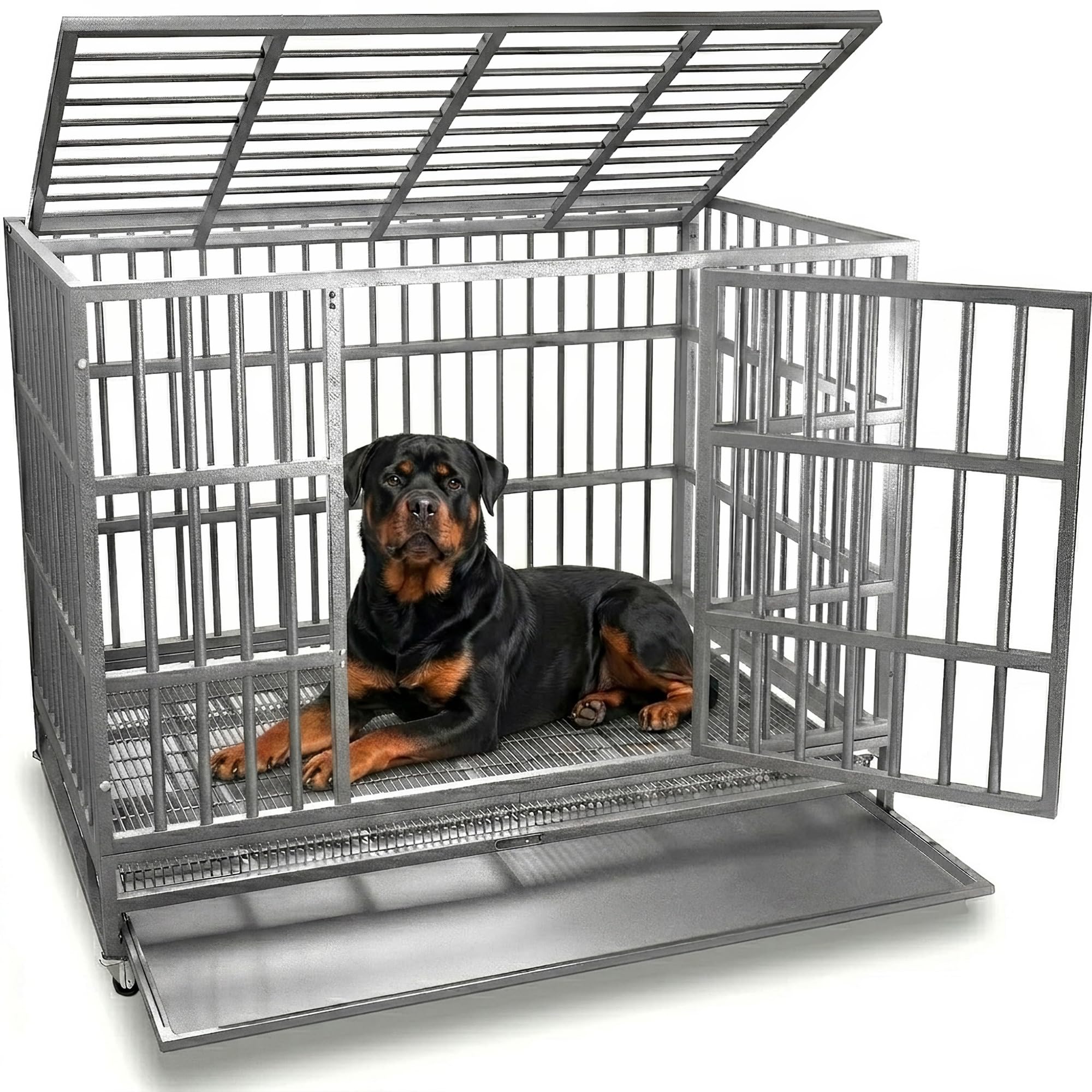 Oranland 38-Inch Heavy Duty Dog Crate Silver