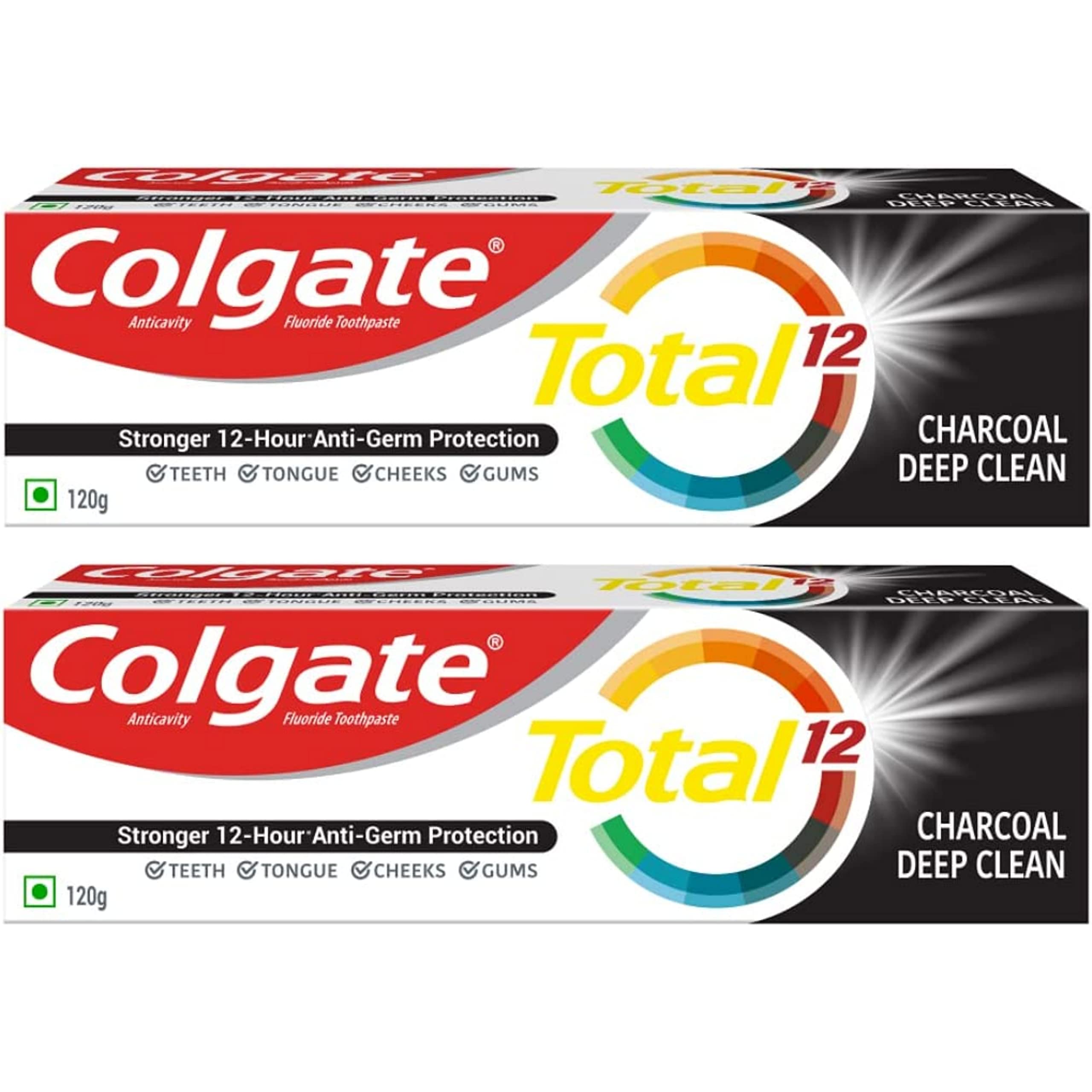 Colgate Total 12 Whole Mouth Health 120g Charcoal Deep Clean Toothpaste (240g, Pack of 2, 120g each) (B0BVMX16F2) Amazon Price History, Amazon Price Tracker