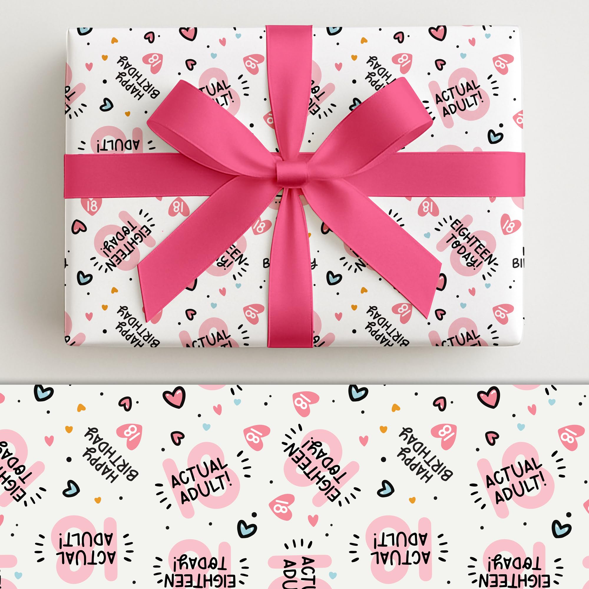 18th Birthday Wrapping Paper - Quality Gift Wrap for Girls - 3 Sheets - 50x70cm (Age 18)