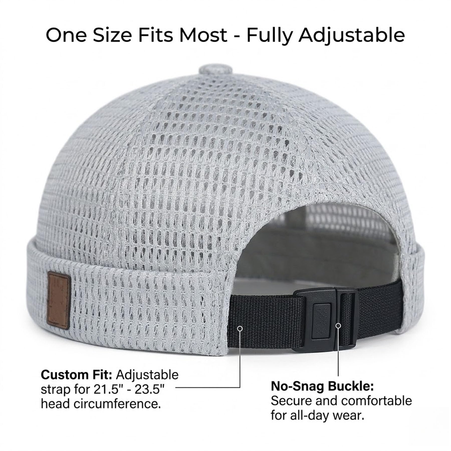 2 Pack Men’s Breathable Brimless Docker Hat, Summer Style Mesh Tang Ultra Cooling Skull Adjustable Hip-Hop Cap Beanie - 3