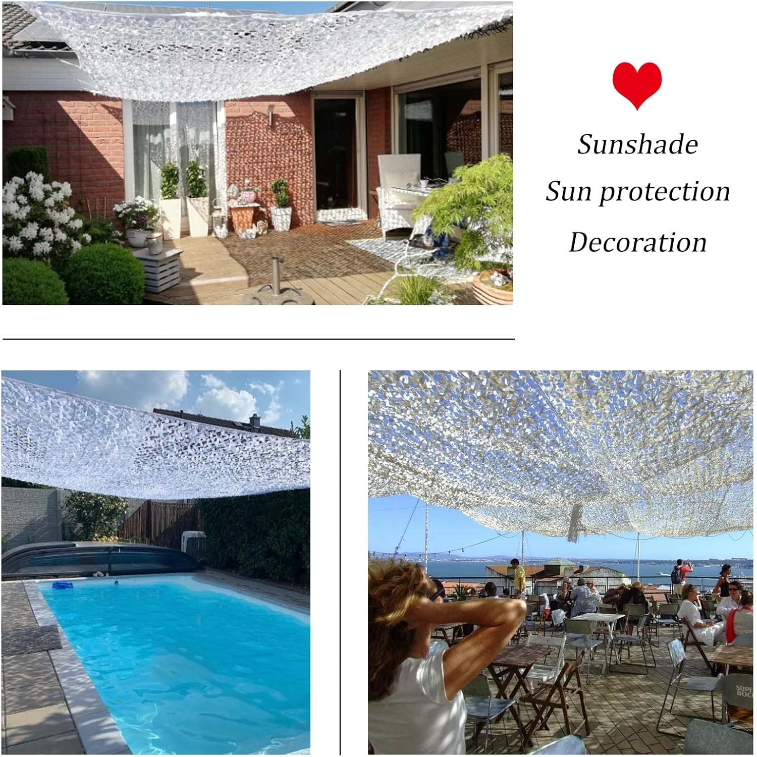 White Camouflage Netting,Outdoor Garden Pergola Patio Shade Net,Camo Netting Hunting,Camping,Military Decoration,Shade Sail,Sunscreen Camouflage Net,Car Cover,Customizable,White-4x6m(13.1*19.7ft)
