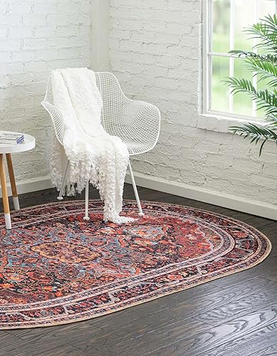 Miniatura 4 de Rugs.com Timeless Collection - Alfombra ovalada de tejido plano burdeos de 2 x 3 pies perfecta para salas de estar, comedores grandes, planos