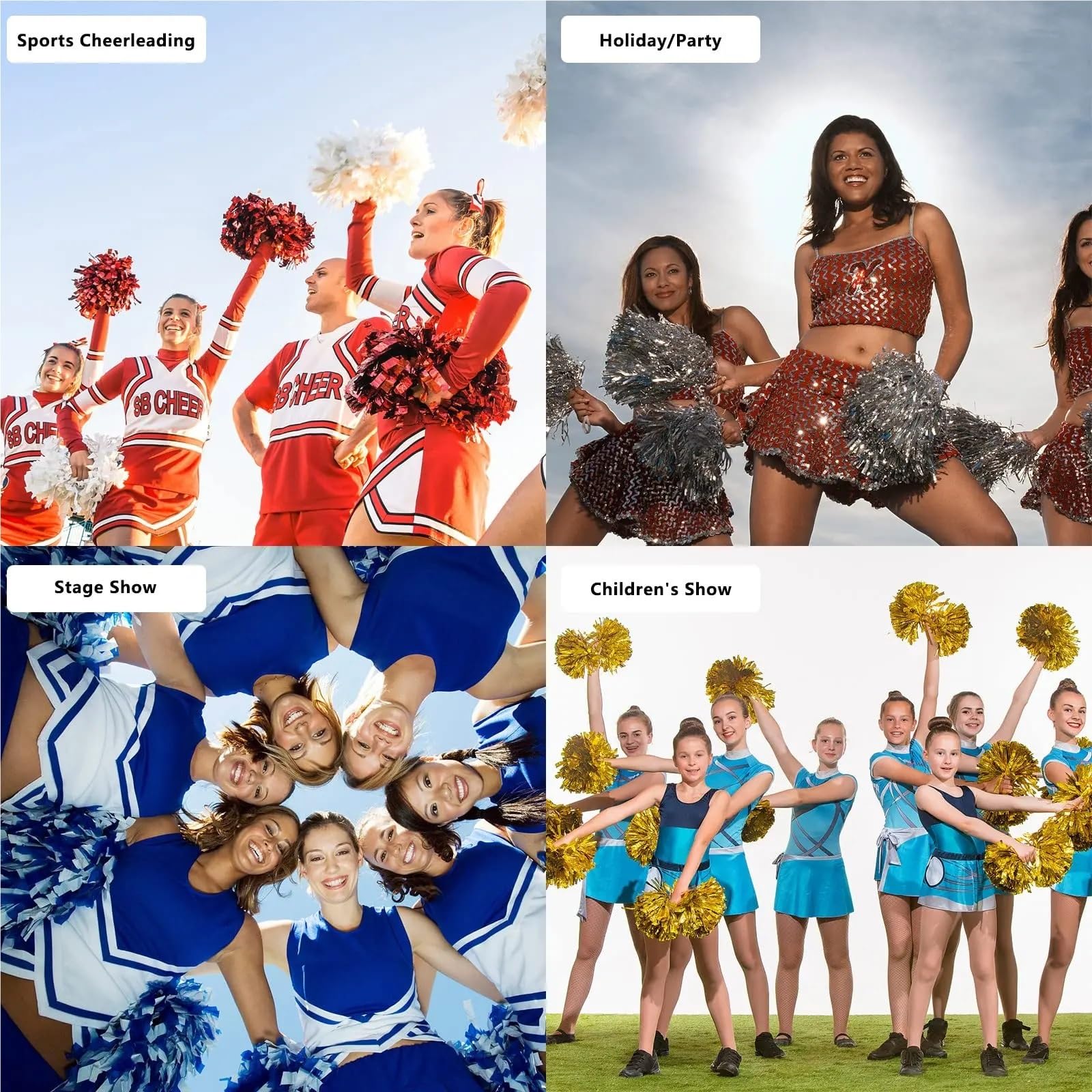 Pompon da cheerleader, 8-200 pezzi, per squadre sportive, tifo, danza, spettacoli teatrali, carnevale, celebra(blu, 72 pezzi)