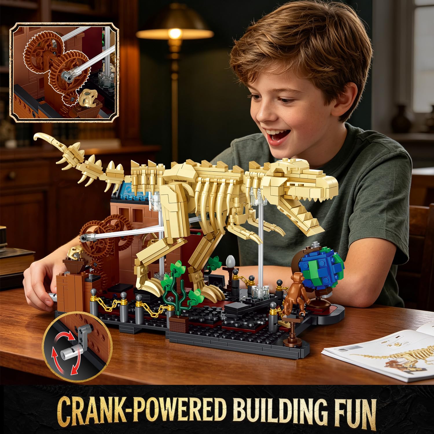 INSOON Juego de construcción mecánico de esqueleto de dinosaurio T-Rex, 927 piezas, modelo de exhibición de museo fósil tiranosaurio Rex, bloques de construcción móviles para decoración de oficina en
