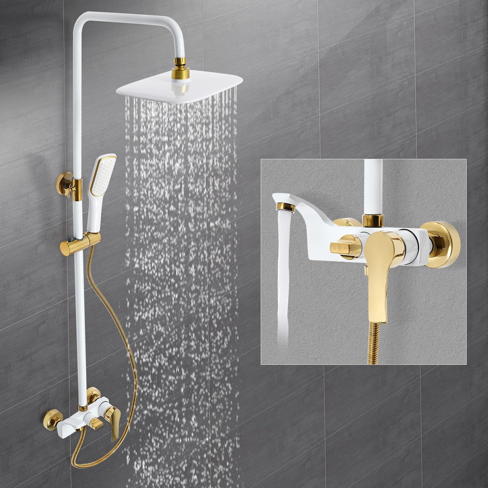 Colonna Doccia, Doccia Retro, Sistema Doccia A Parete con Doccetta Regolabile, Altezza regolabile, Costruito per durare, per Bagno Hotel, Spa, Case