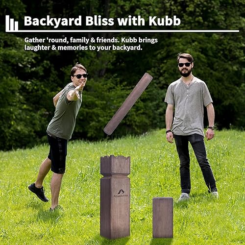 Miniatura 21 de ApudArmis Kubb Yard - Juego de ajedrez vikingo para exteriores con funda de transporte, juego de ajedrez vikingo de madera para patio trasero