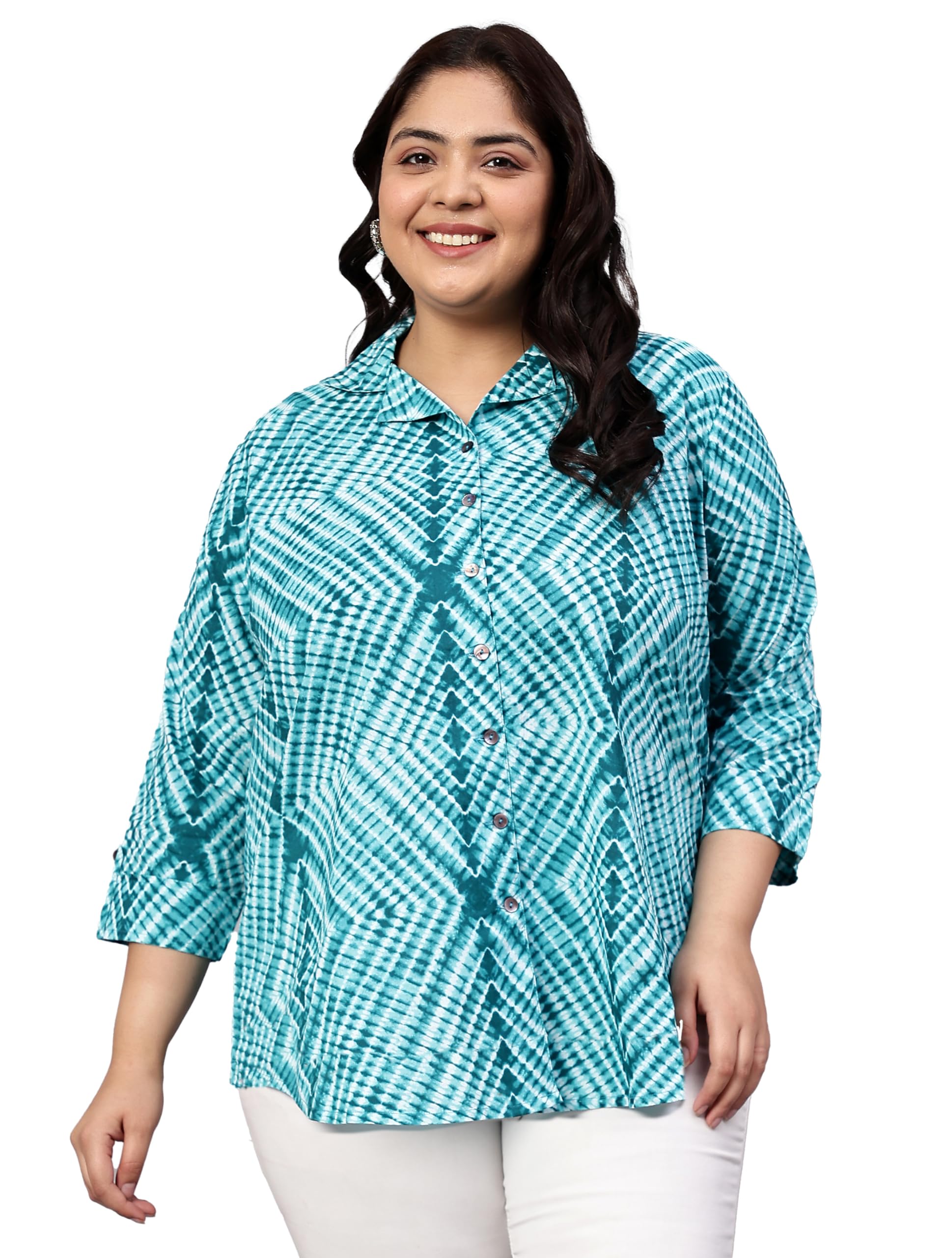 indietoga Women's Plus Size Casual Longline Cotton Shirts (2XL to 7XL)-picture-33