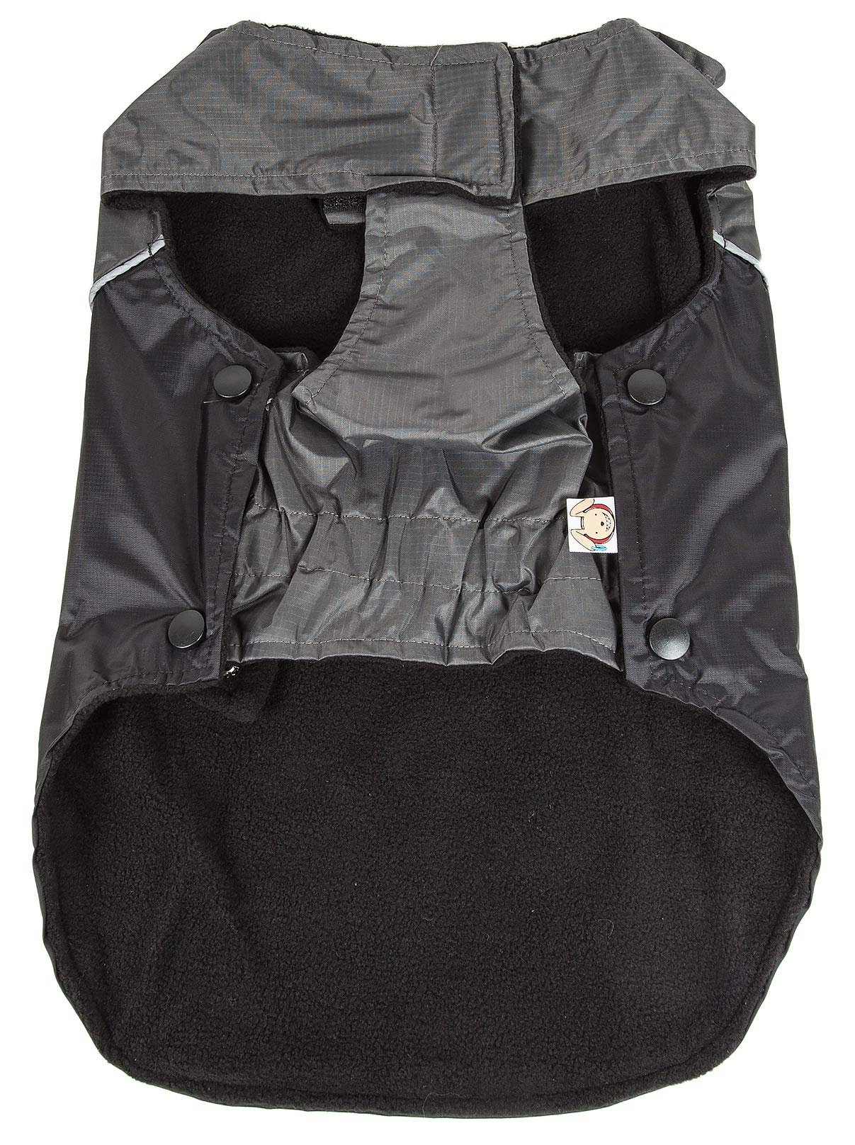 TOUCHDOG Lightening-Shield Hundemantel, wasserdicht, 2-in-1, mit herausnehmbarem Polar-Fleece-Futter, mit Blackshark-Technologie, Größe L, Schwarz, Grau