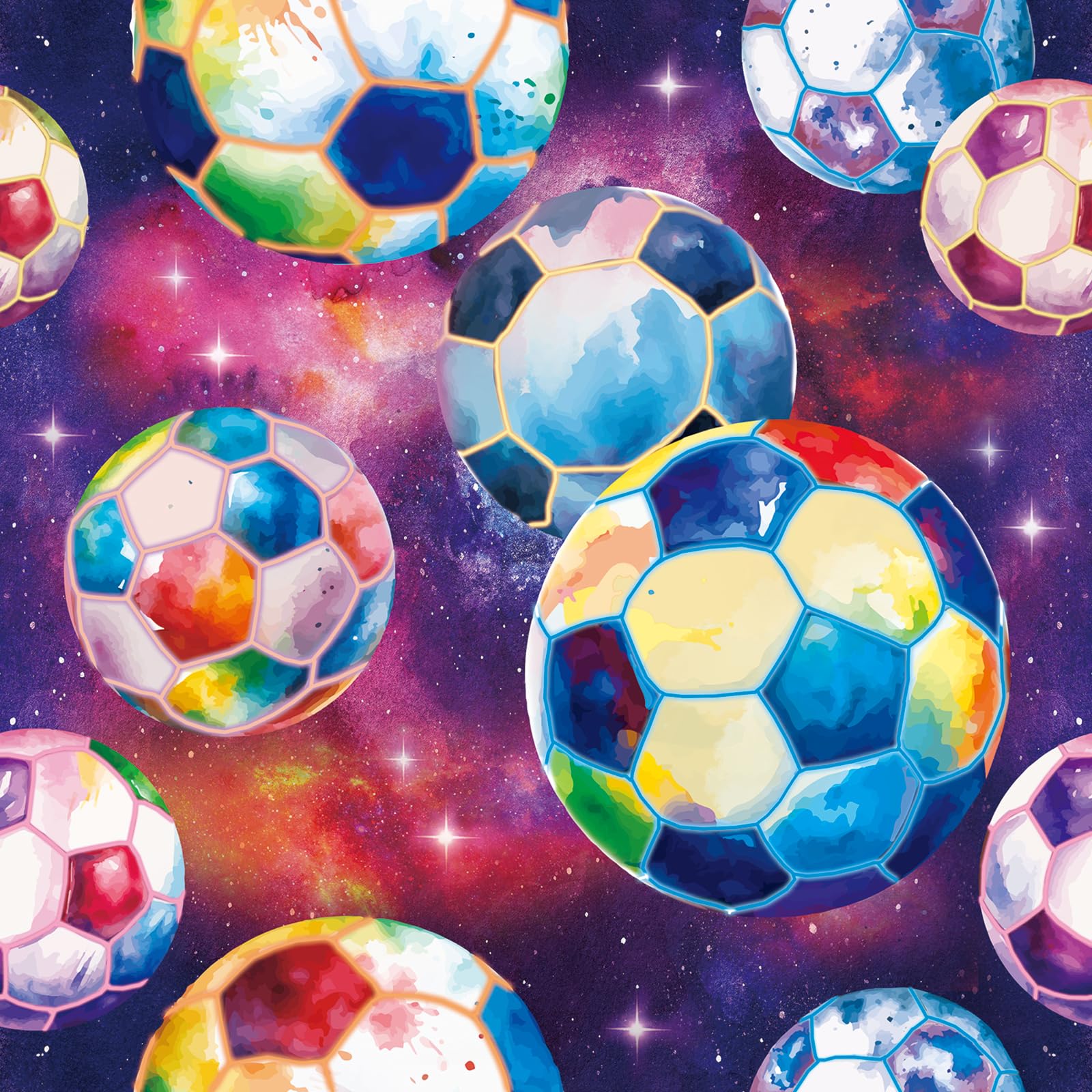 HPNIUB Fußball Wandaufkleber Bunte Fußball-Sternenhimmel Tapete Selbstklebend (44x300cm) - Sport Motiv Fussball Wandaufkleber für Jungenzimmer, Kindergarten Kinderzimmer Spielzimmer Jungen