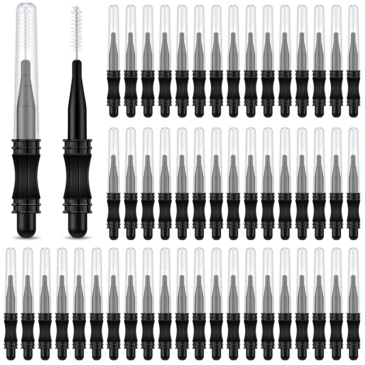 Romooa 100 Pack Micro Eyebrow Brushes with Caps - Brow Lamination, Lash Extension, Eyelash Lift & Separation Tools