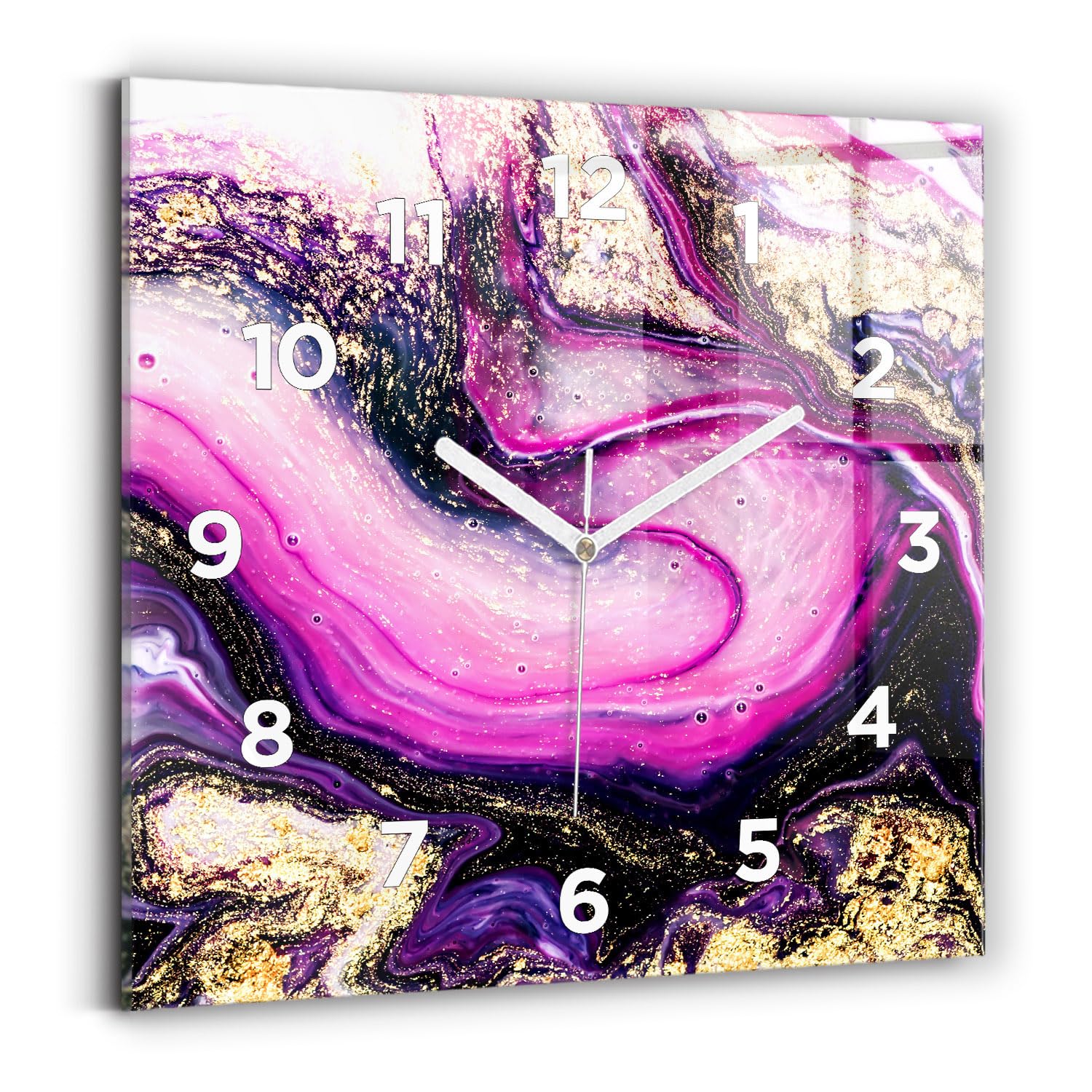 Horloge murale carrée Wallfluent 30x30 cm avec affichage analogique moderne et silencieux