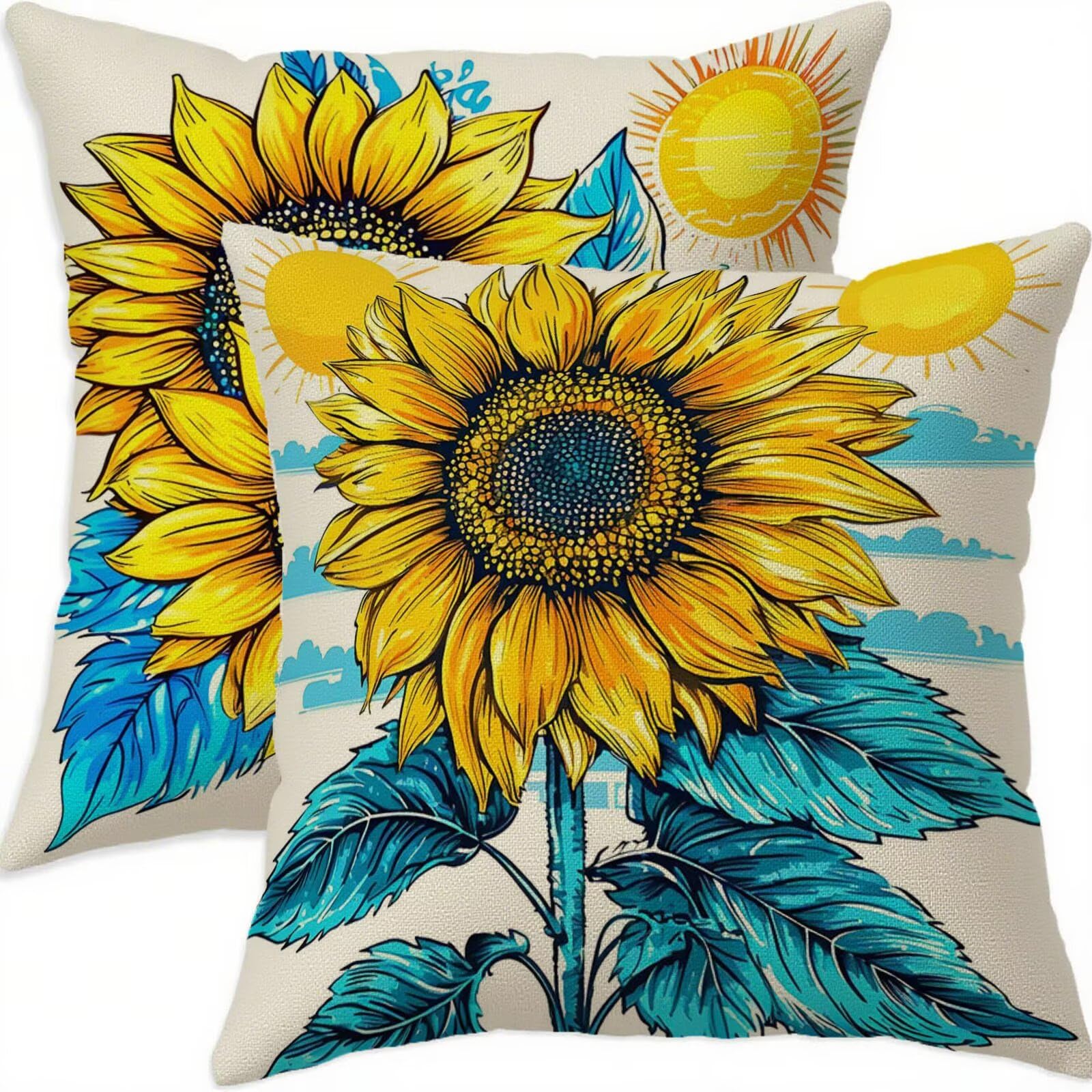 Housse coussin 80x80cm jaune lin imperméable pour aménager un salon de jardin sur le balcon