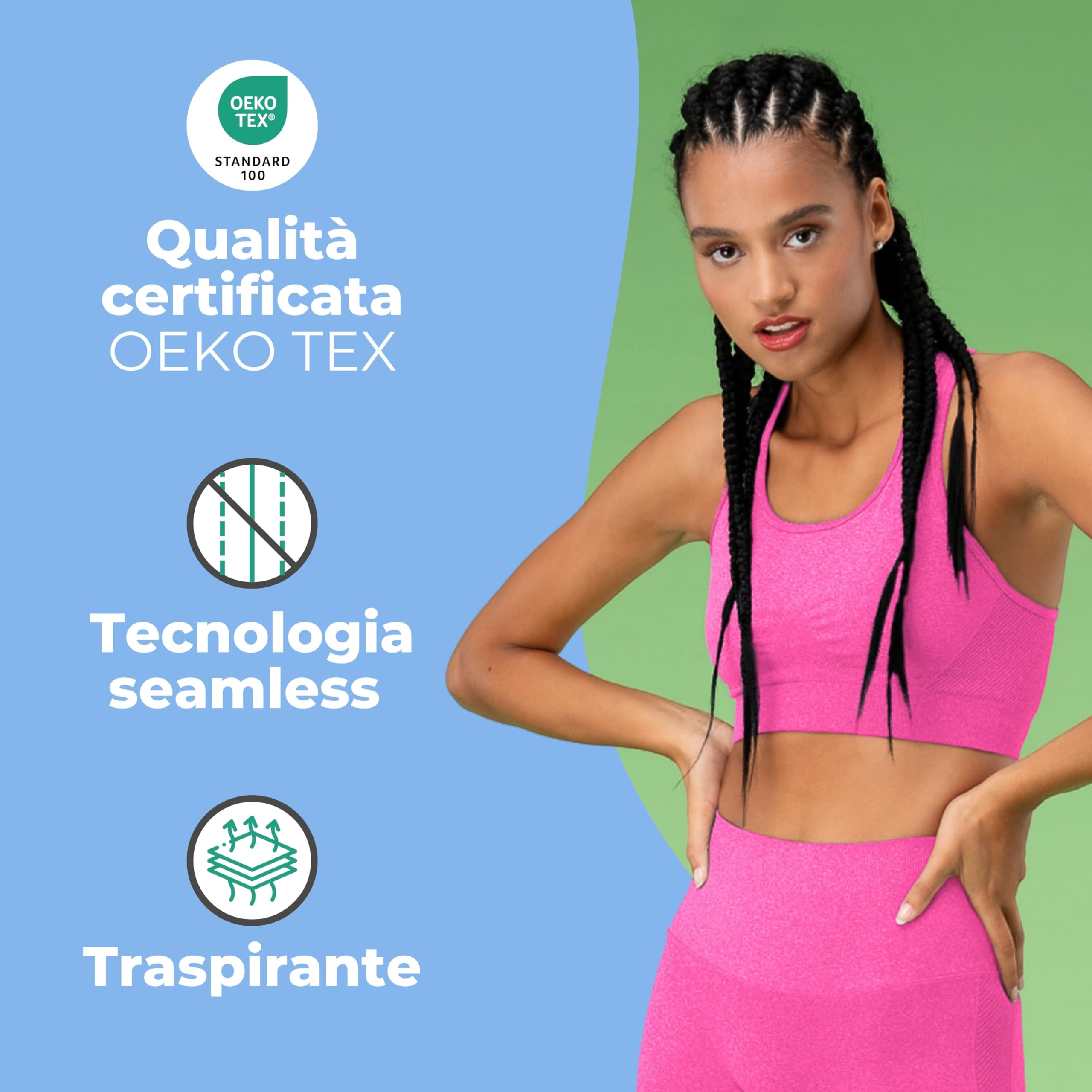 FOCENZA Top Sportivo Donna con Effetto Modellante e Push Up in Microfibra Elasticizzata e Traspirante, Made in Italy