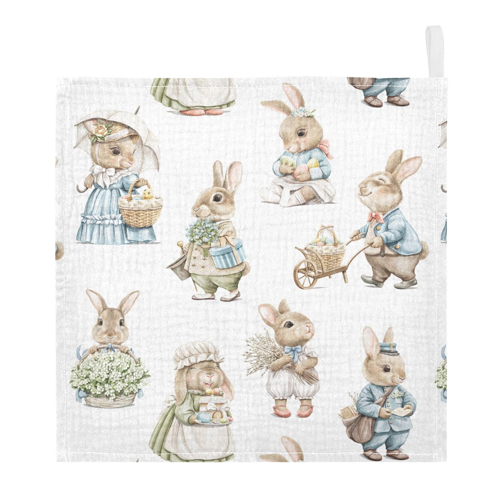 vvfelixl Easter Rabbits Bunny Baby Burp Cloths Baby Muslin Washcloths for Boys Girls Cotton Baby Face Towel for Newborn Infants Soft and Absorbent 11.8 X 11.8 in, 5 Pack