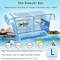 Vista 7 de capetsma Caja de Cría de Peces, Caja de Aislamiento de Peces de Acrílico con Ventosas, Incubadora de Vivero de Aclimatación de Acuario para Peces