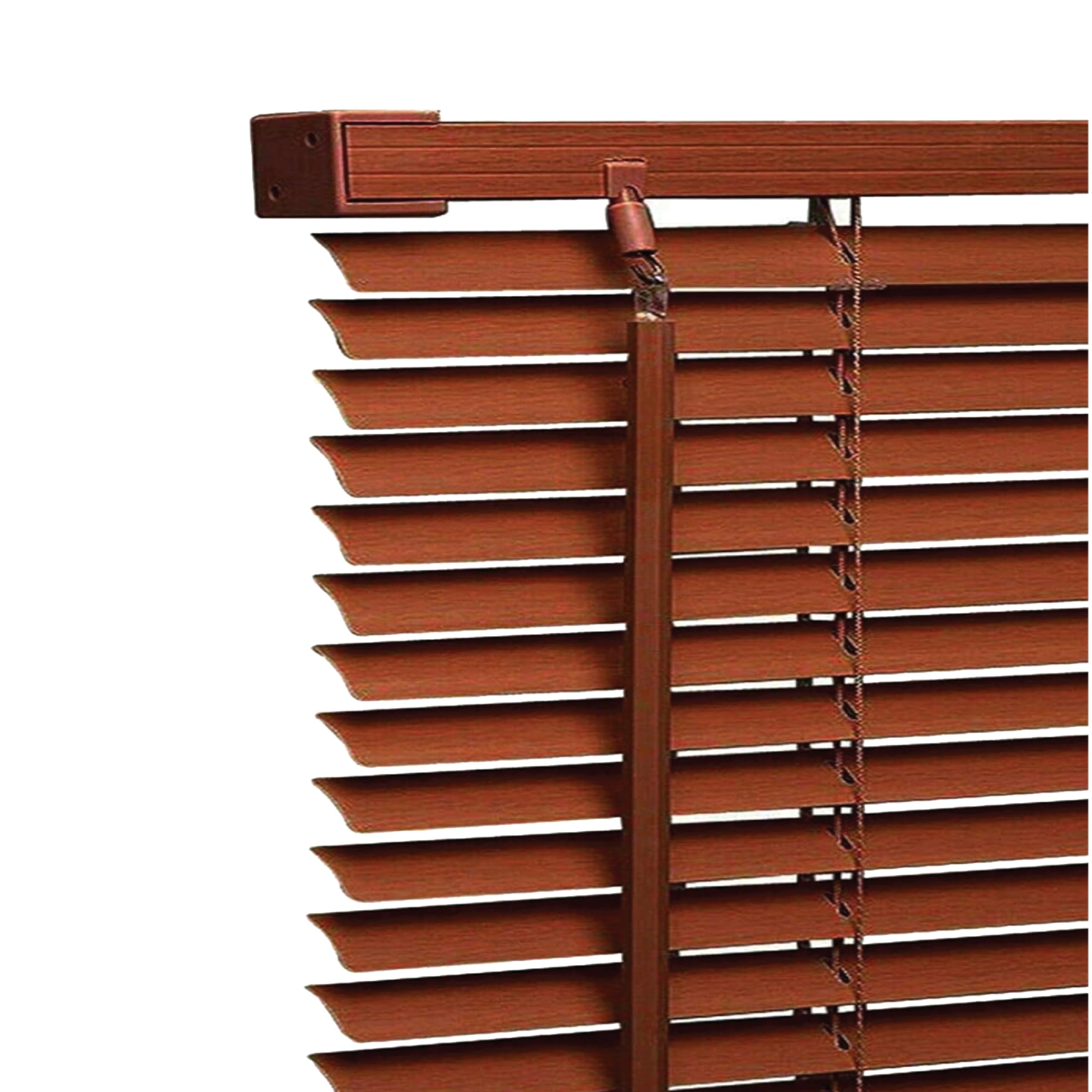Ev Dekor PVC Window Venetian Blinds 25mm Slats – Wood grain Effect PVC Venetian Blind Shades Easy Fit Curtains Trimmable Windows Treatment Shutters Complete Child Safe Fittings Walnut 45 W x 213 Lcm — image 1