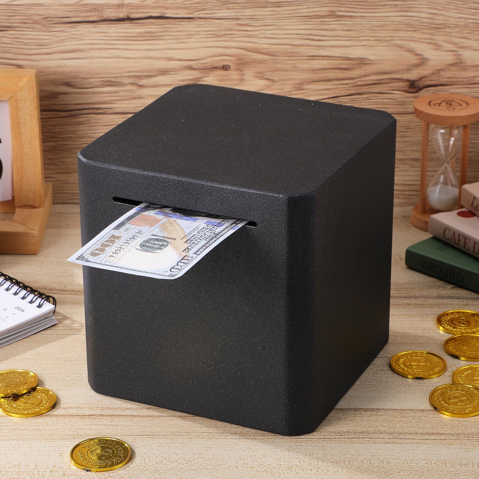 ABOOFAN Salvadanaio in Acciaio Resistente con Slot Scatola Soldi per Risparmio Contanti Sicuro Contenitore Monete e Banconote per Adulti