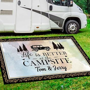 Custom RV Rug Its Better at The Campsite Outdoor Rug for Camping Trailer Decor 30 x 55 Inch RV Patio Mats, Camping Rugs Mats, RV-16