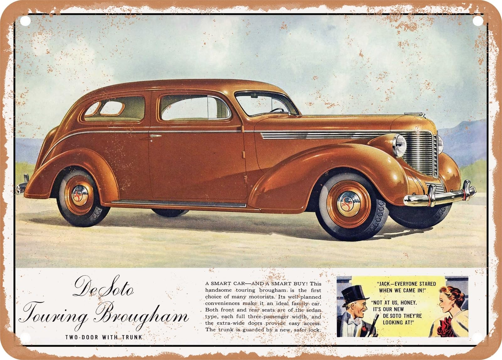 Miaomansenstore Metal Sign - 1938 Desoto Touring Brougham Vintage Ad Home Decor