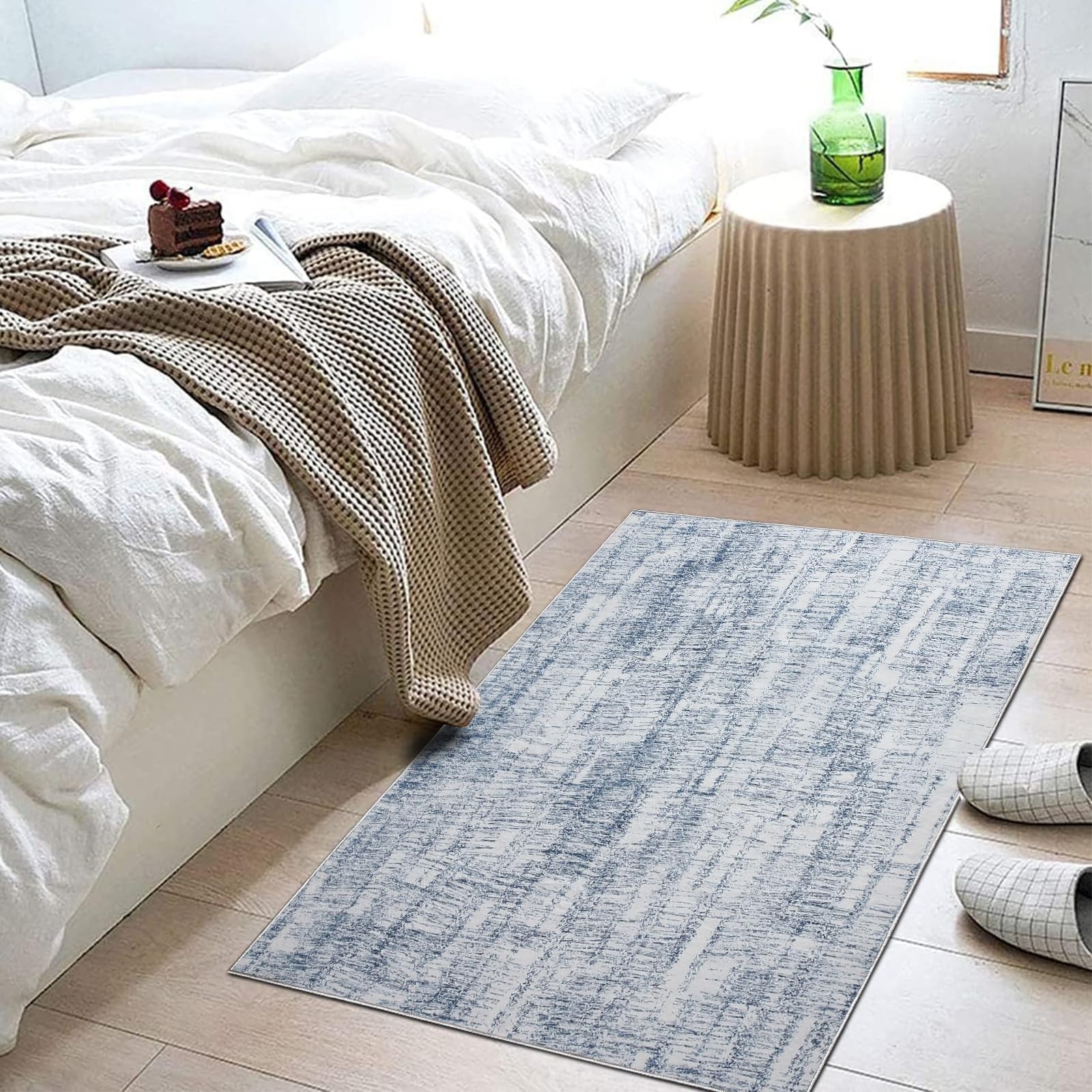 Tinyboy-hbq Alfombra Salon Lavable Pelo Corto Alfombras de Habitacion Antideslizante Suave Alfombras Salon Modernas Grande para Dormitorio (Azul Claro/Multi, 60 x 120 cm)