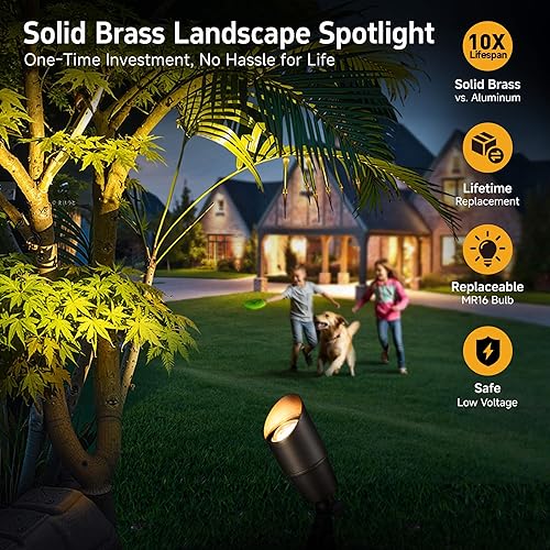 Miniatura 2 de Gardenreet Luces LED de latón para exteriores, 12 V CACC de bajo voltaje, luces LED de Navidad, IP65, impermeable, para jardín, patio, árbol, luz