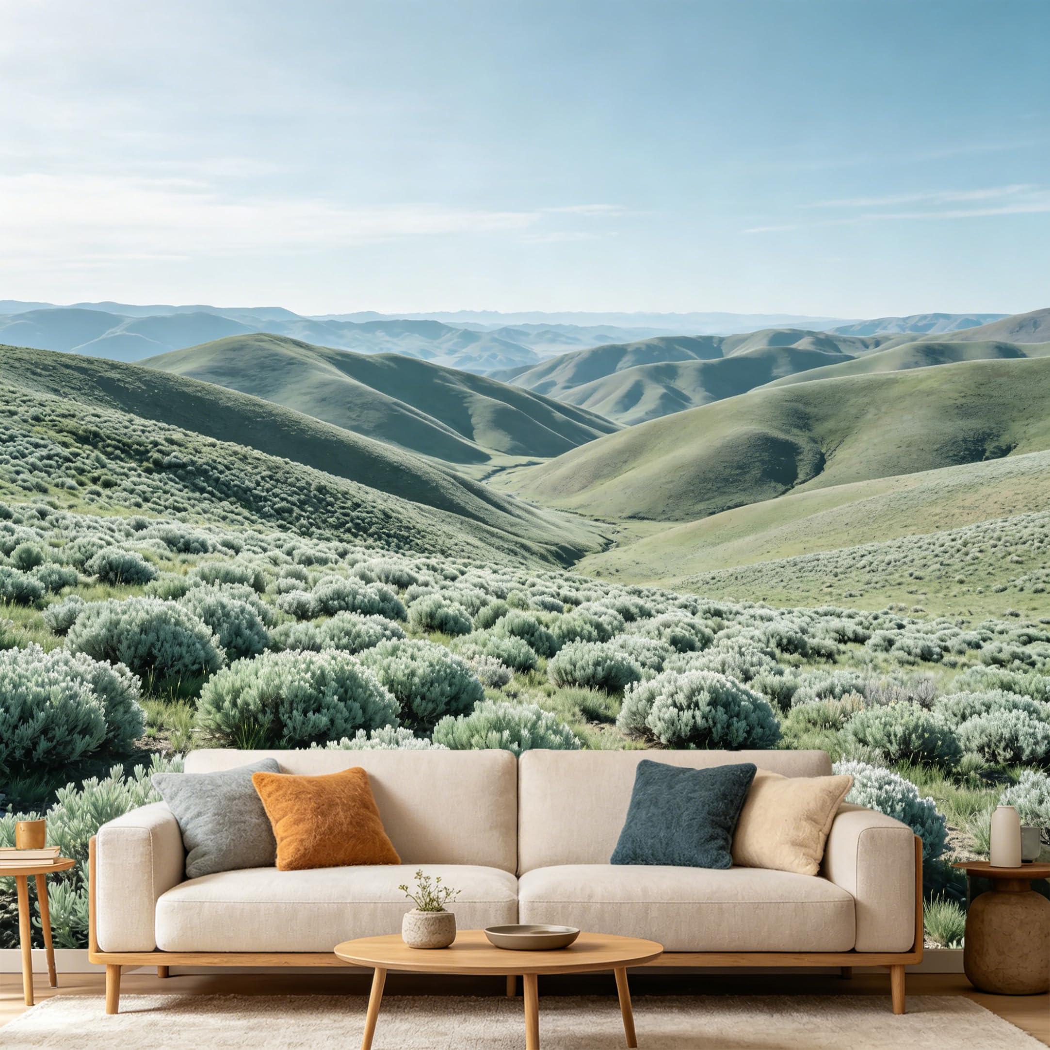 Custom Size Wall Mural Landscape Mountain Hills Valley Scenic Nature View SelfAdhesive Art Prints wall Fabric（No PVC） Removable Wallpaper Home Bedroom Decor