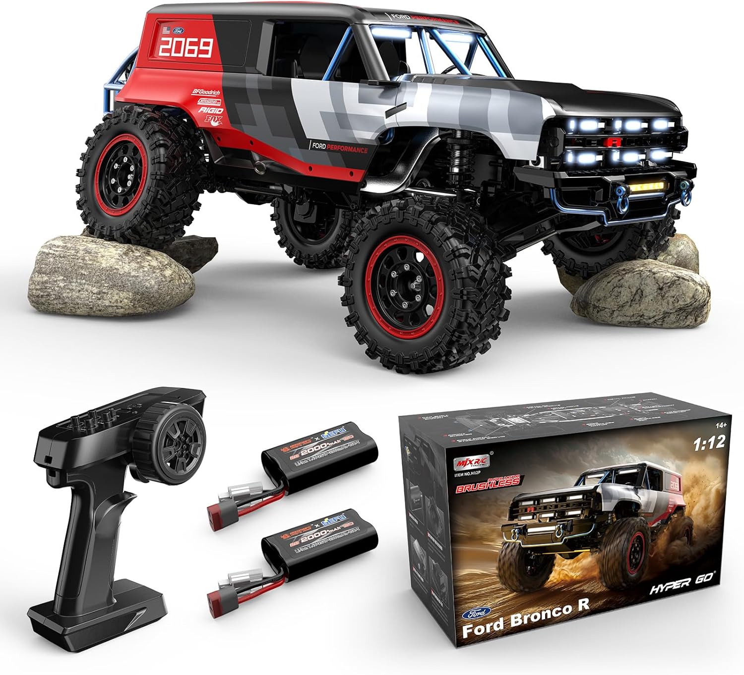 MJX H12P 1/12 Ford Bronco R Brushless RC Crawlers for Adults