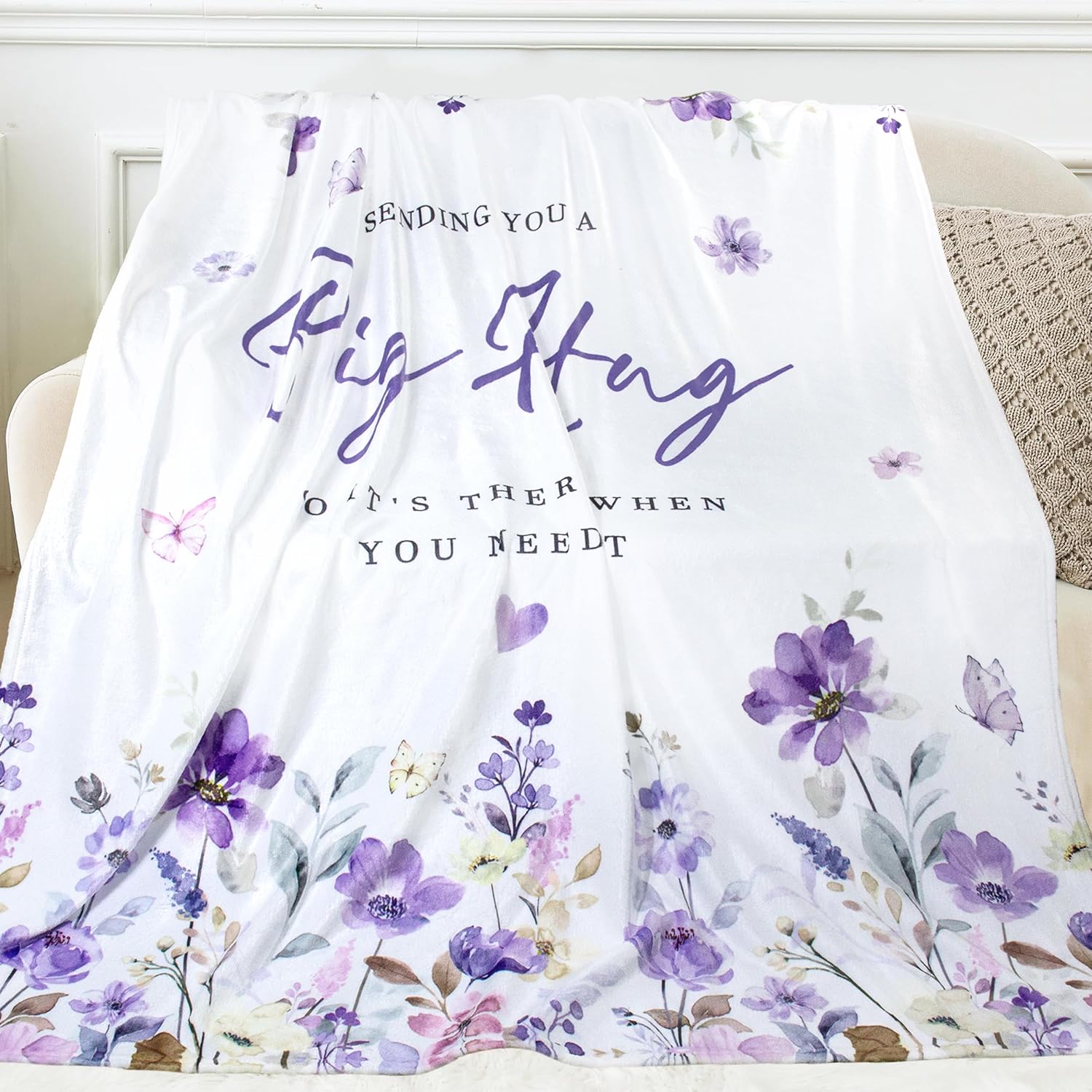 Get Well Gifts for Women, Inspirational Gifts for Women, Thinking of You Gifts After Surgery, Feel Better/Sympathy Gifts for Cancer Care, Hug/Healing Throw Blanket 50"x60"