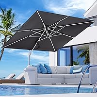 COSIEST 9x12FT/10x13FT Cantilever Offset Patio Umbrella w/ 360° Rotation, Windproof Aluminum Frame for Pool Garden Deck