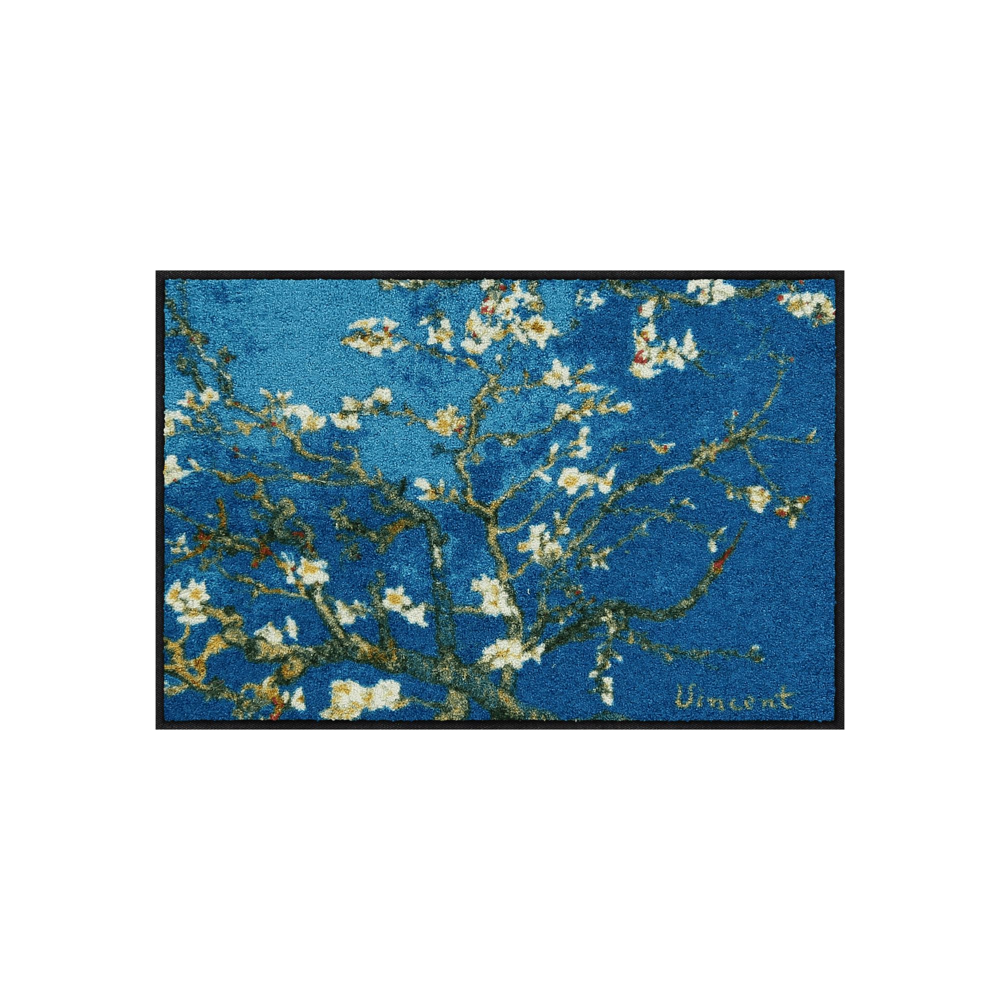 Salonloewe Tapis d'artiste lavable en machine Motif amande Turquoise 050 x 075 cm