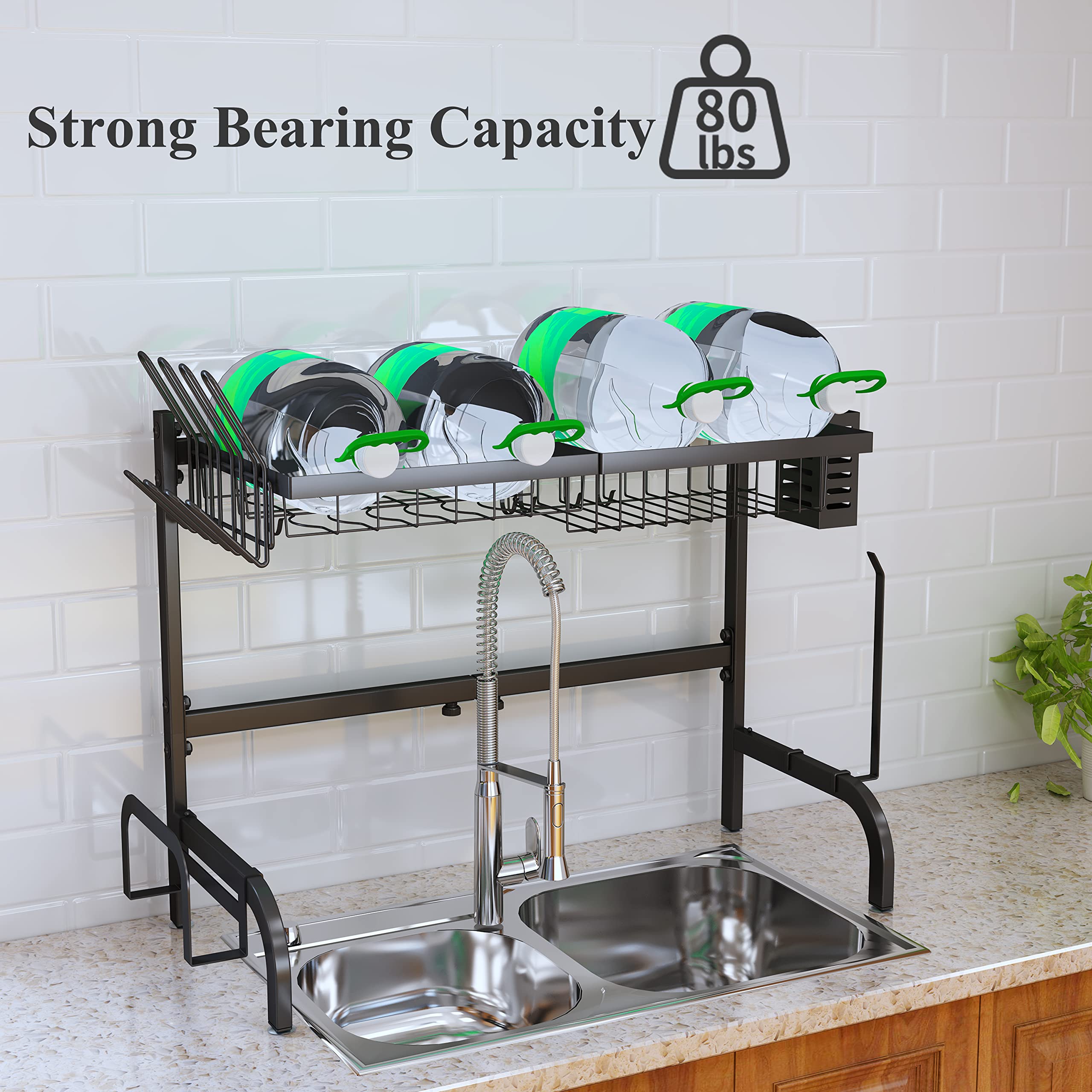 SAYZH Over the Sink Dish Drying Rack 2 Tier Width Adjustable (25.5"33.