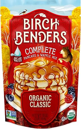 Organic Pancake and Waffle Mix, Classic Recipe by Birch Benders, Whole Grain, Non-GMO, Just Add Water, 16oz (Packaging may vary)